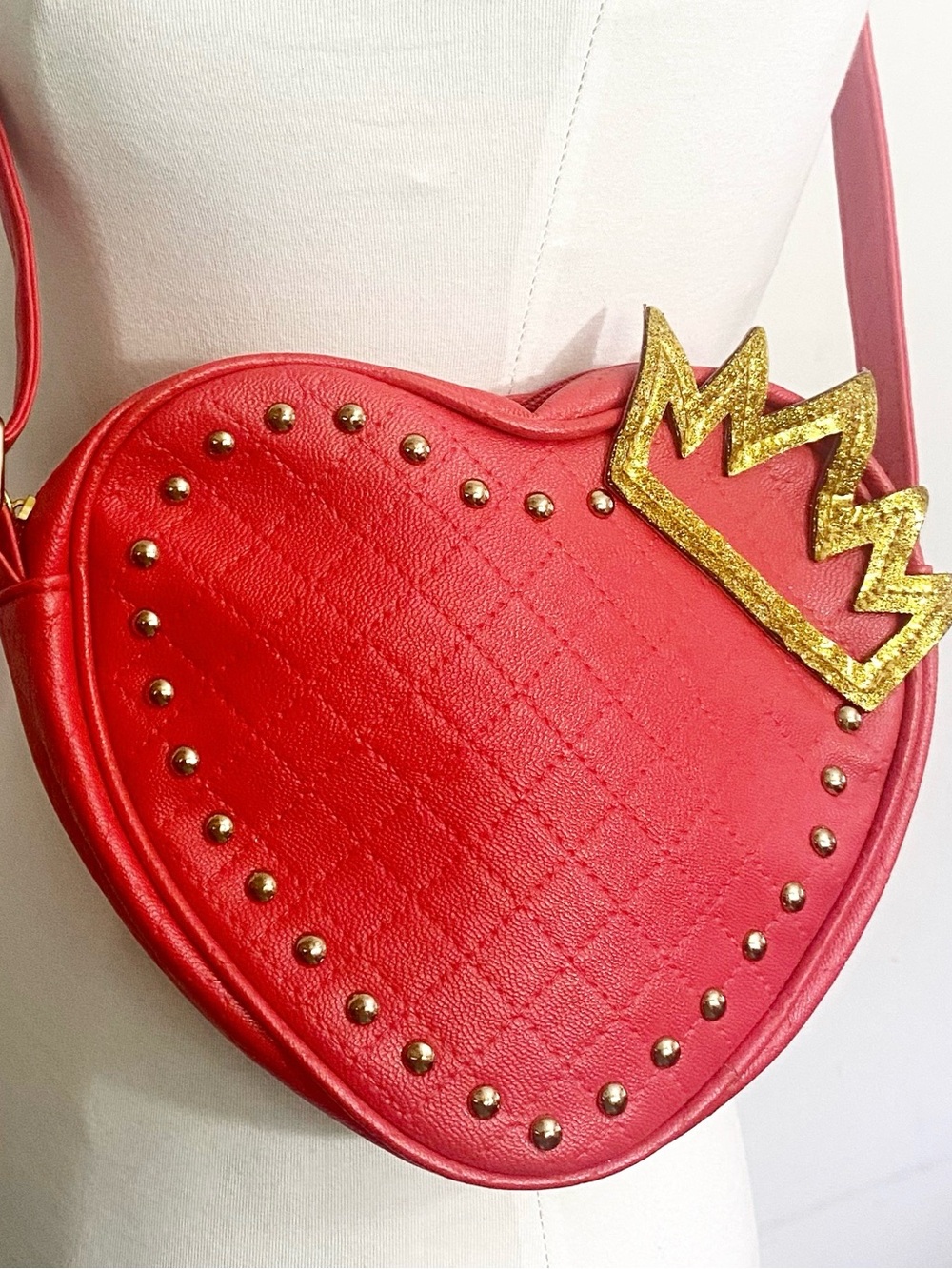 Disney Descendents 3 red heart shape zip adjustable crossbody purse 7” x 8 1/2”